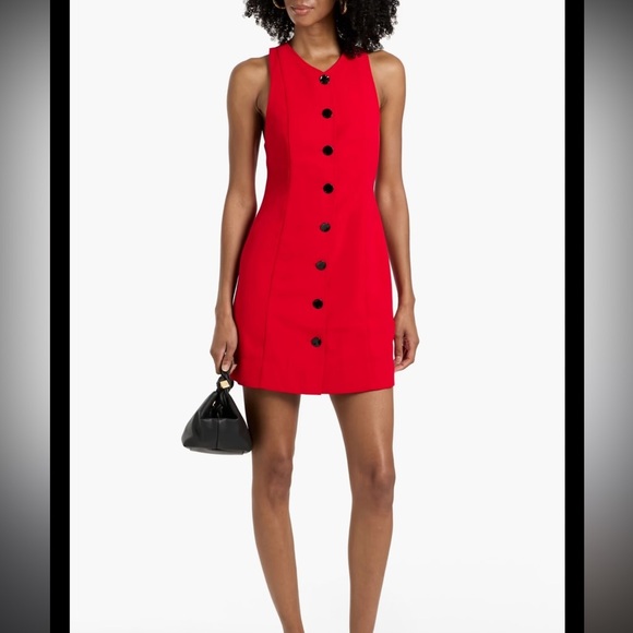 Ganni Dresses & Skirts - NWT Ganni Twill Mini Elegant Red Button-Down Dresa